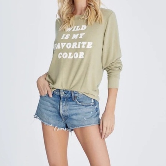 Wildfox Tops - Wildfox | Wild Is My Favorite Color Green Beach Jumper Sweatshirt Size Small NWT